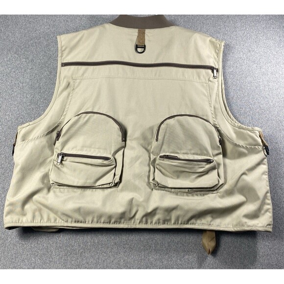 VTG White River Fishing/ Hunting Vest Mens XL Brown Beige 31 Cargo Pockets Zip - Picture 2 of 3